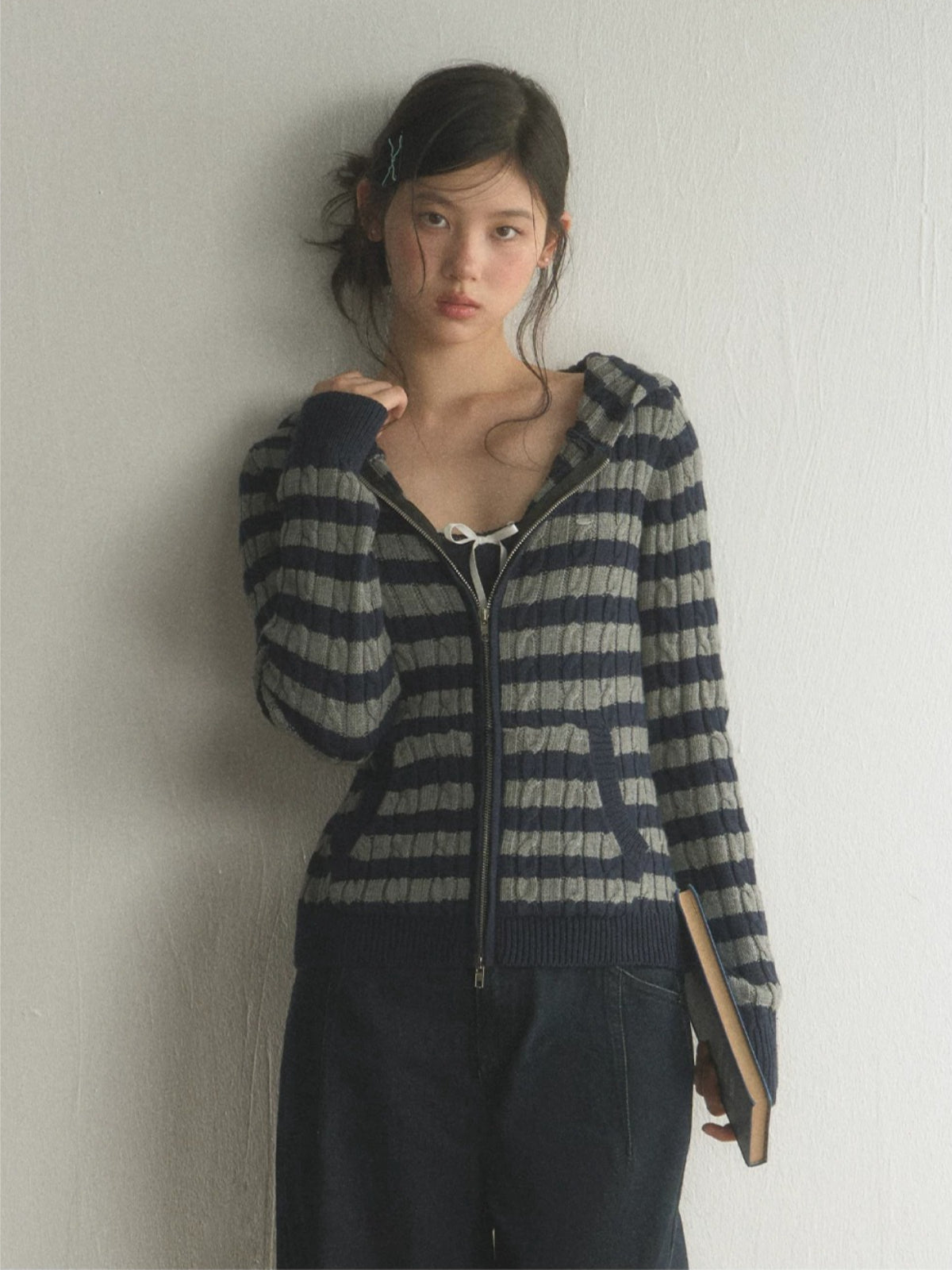 Striped Zip Cardigan