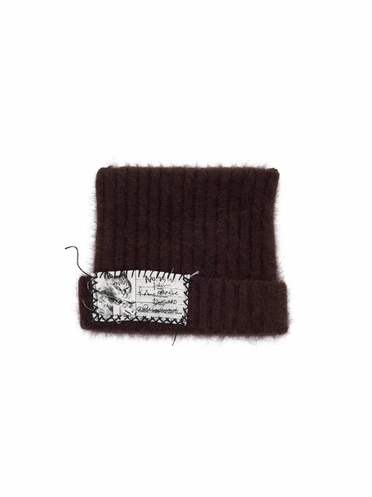 Knitted Cat-Ear Beanie with Hand-Stitched Label