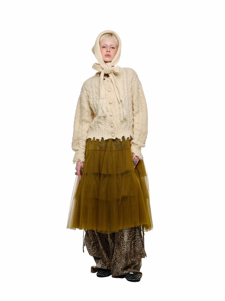 Cable Knit Cardigan & Skirt Set