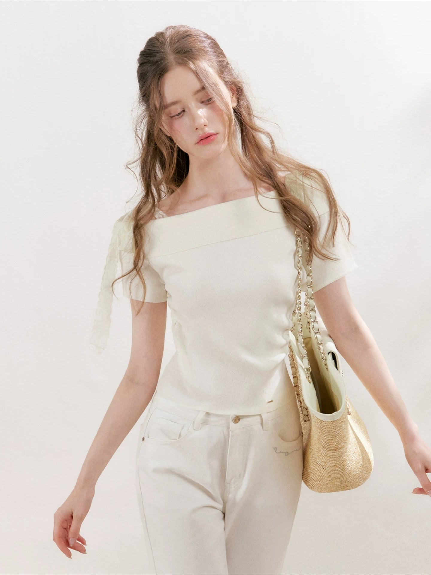 Asymmetric Lace Knit Top