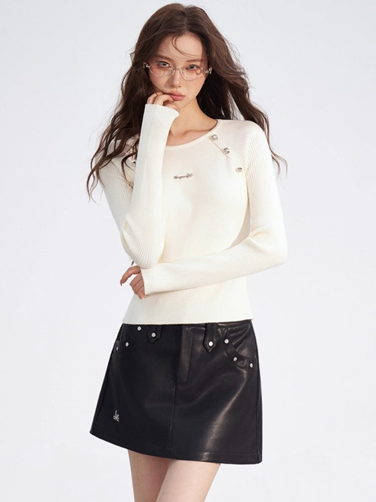 Black & Beige Faux Layered Knit