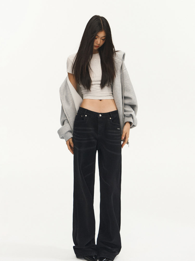 Vintage Low-Waist Loose Straight-Leg Pants