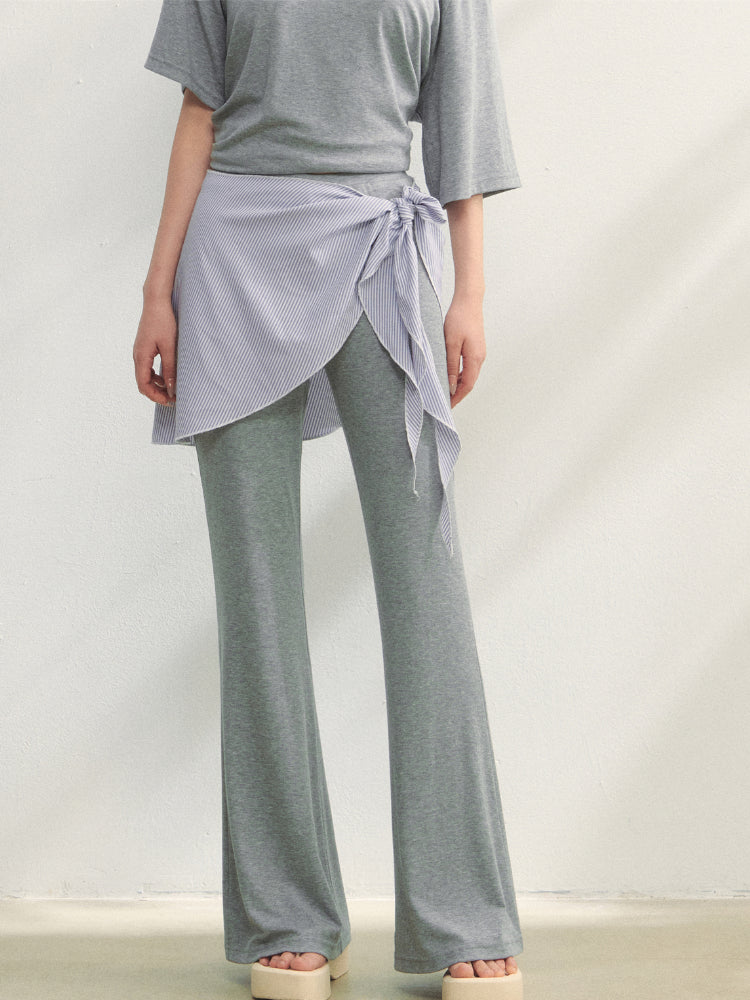 Checkered Asymmetric Shoulder Short-Sleeve T-Shirt & Pants Set