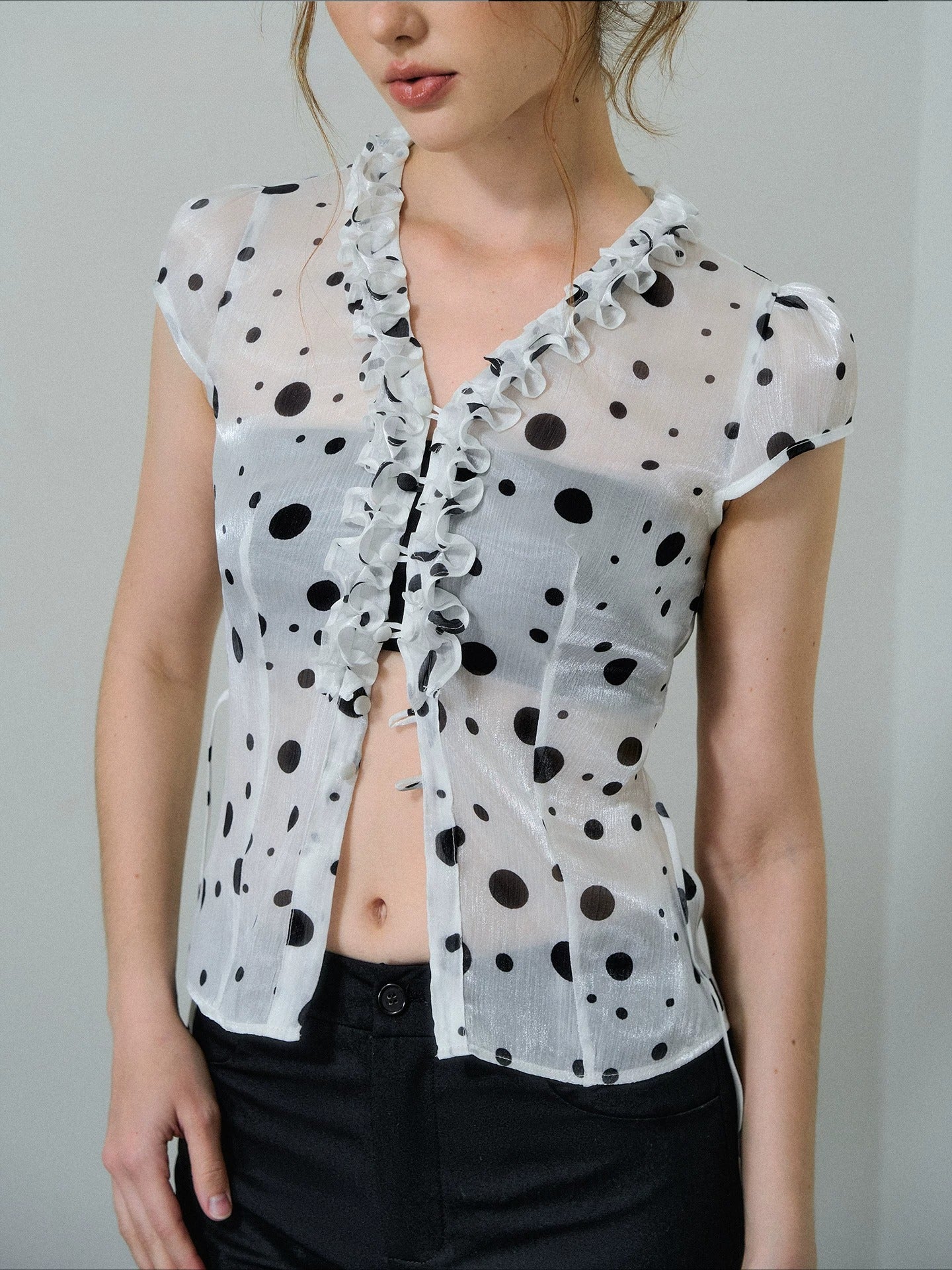 Polka Dot Chiffon Blouse