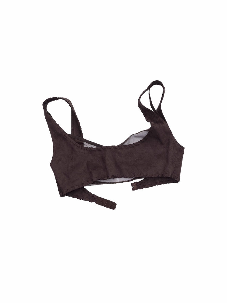 Suede Mesh Lace-Up Bralette