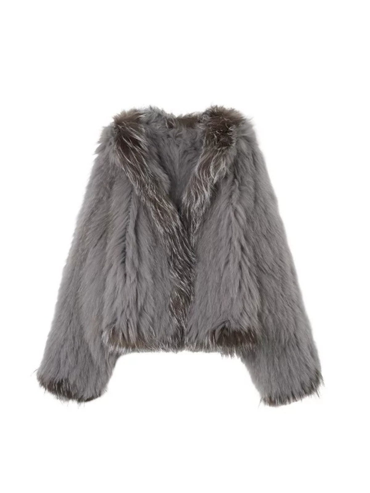Silver Fox Trim Hooded Jacket