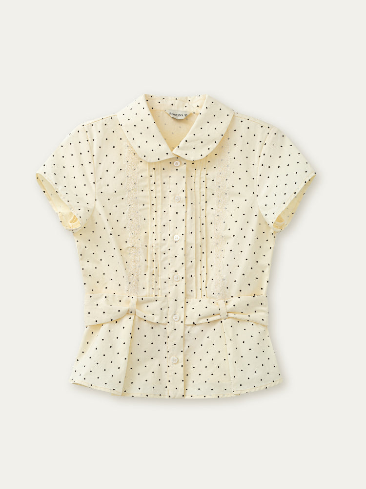 Waist Cinching Bow-Designed Shirt