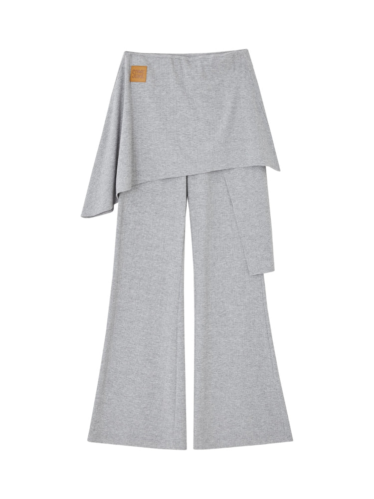 One Shoulder Irregular Slanted Pleat T-shirt & Pants Set