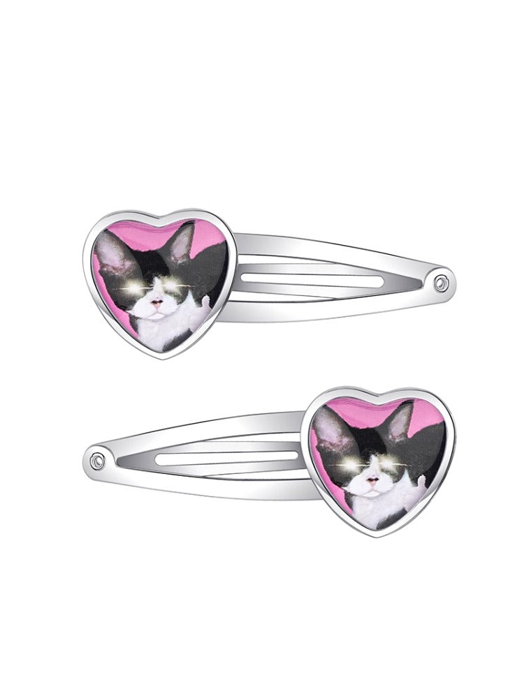 Cat & Dog Heart Hair Clips