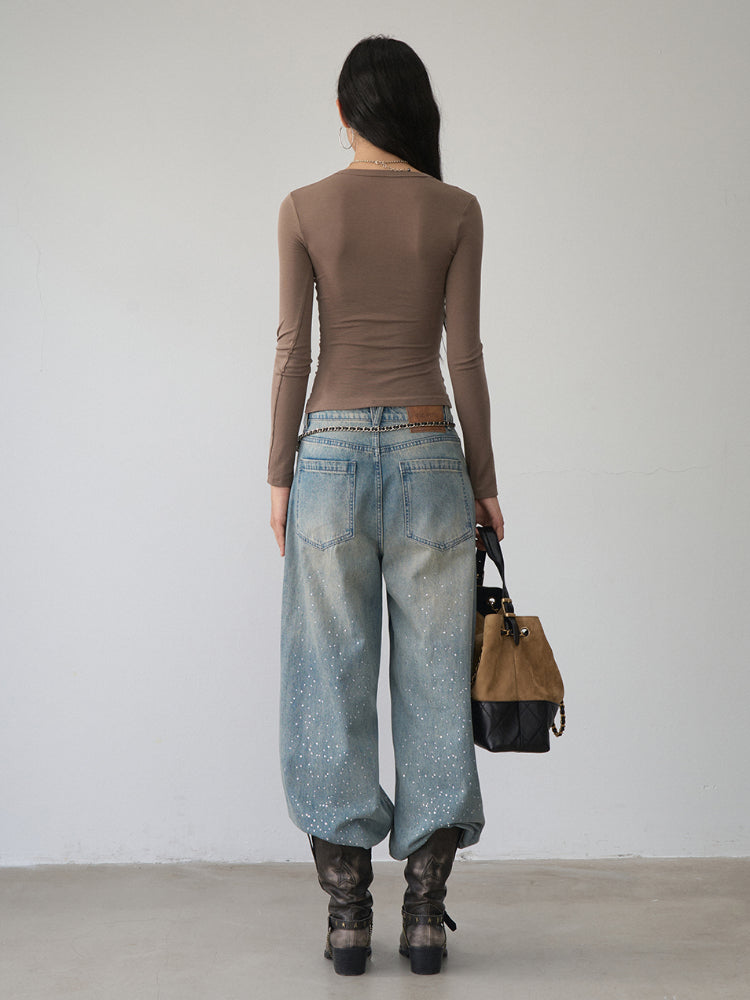 One-Shoulder Strapless Long-Sleeve Blouse