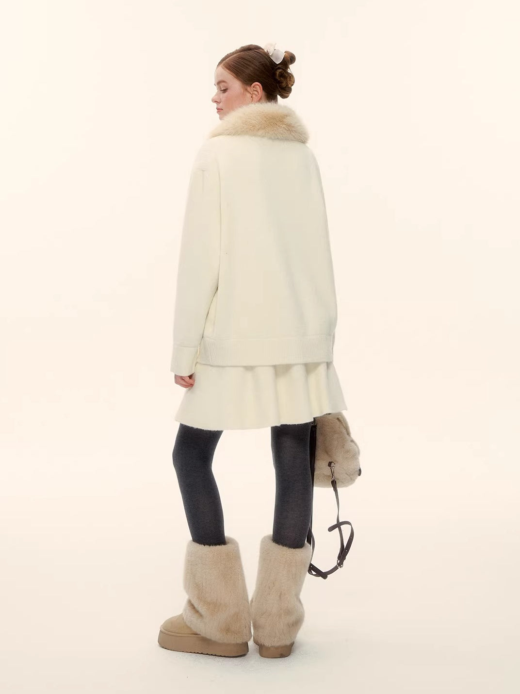 Wool-Blend Zip-Up Knit Jacket Set