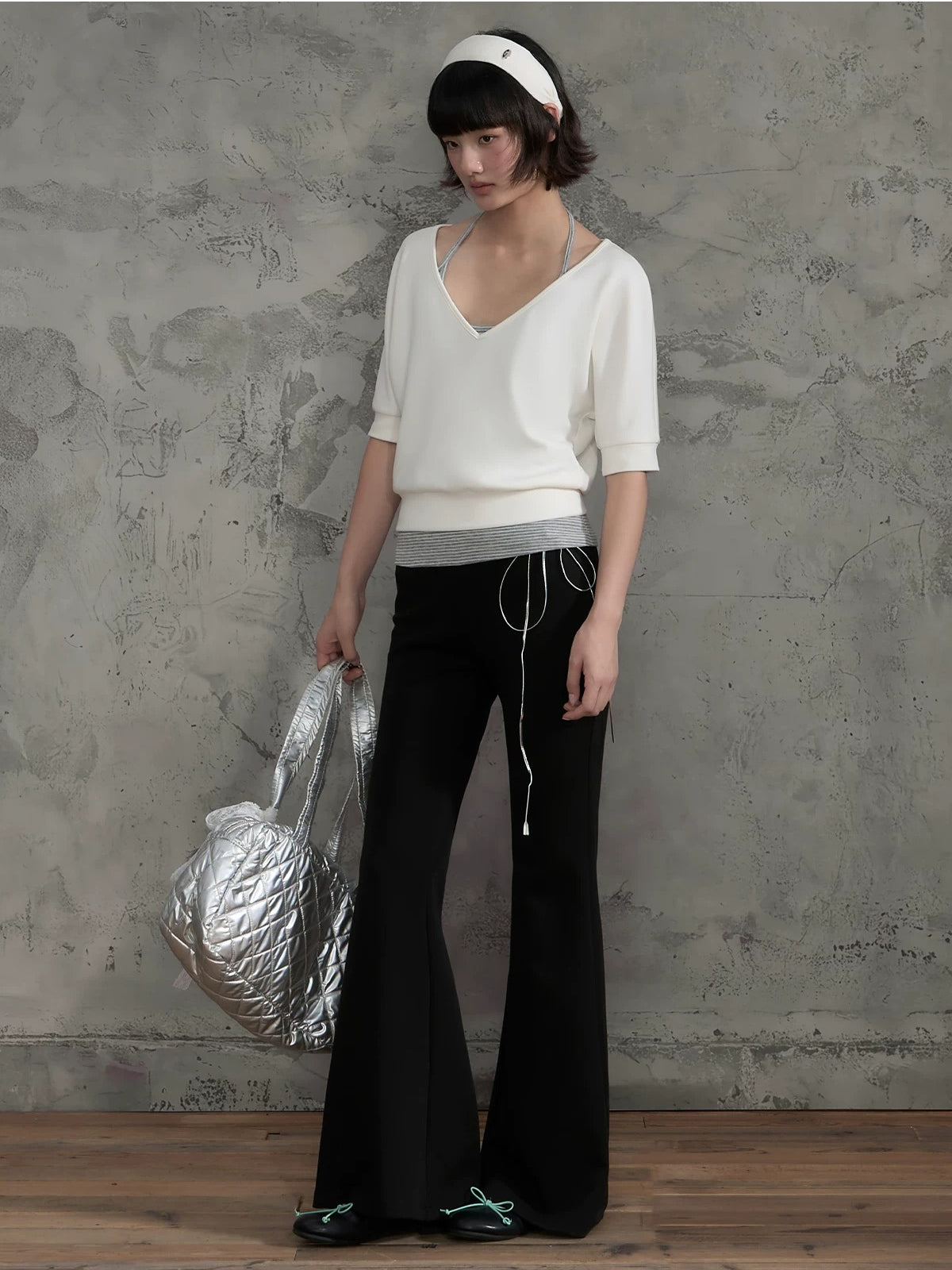 Contrast Flare Pants