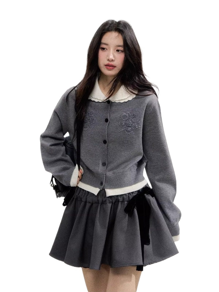 Crochet Doll Collar Cardigan