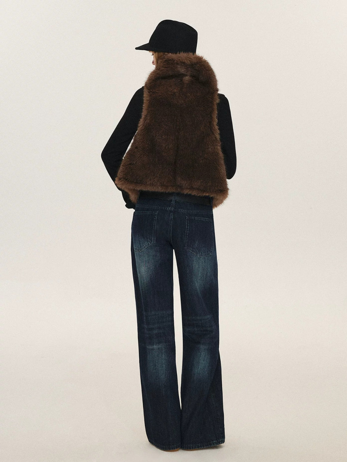 Vintage Tie Front Faux Fur Vest