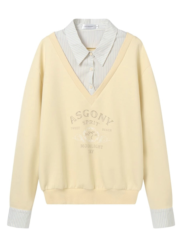 Yellow & Navy Collegiate Butterfly Sweatshirt & Skirt Set