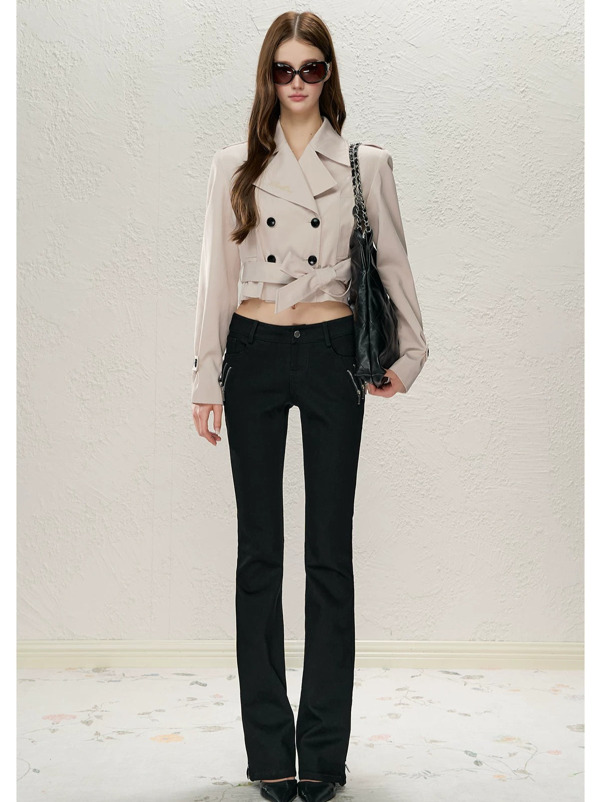 Cropped Belted Trench Coat