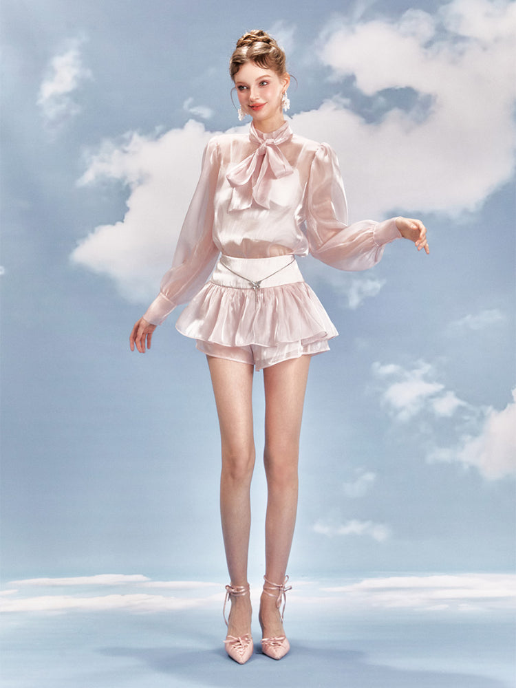 Pink Bow Tie Shirt & Skort Set