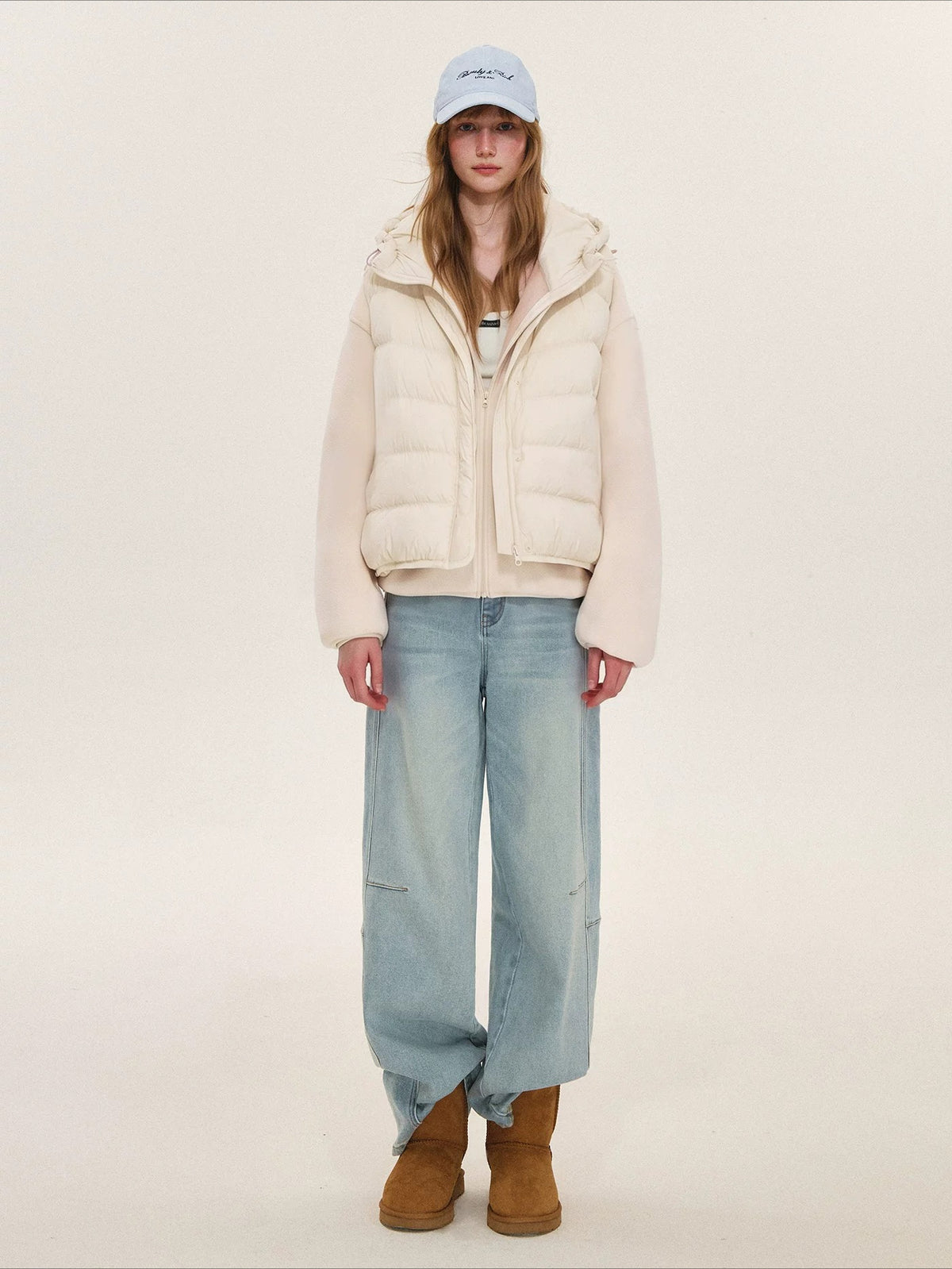 Hooded Fleece Down Vest Two-Piece Set