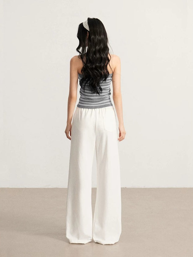 Gray & Beige Distressed Wide-Leg Pants