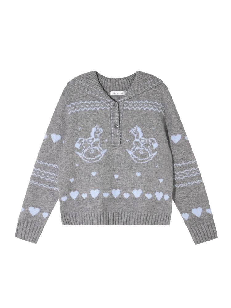 Pony Jacquard Polo Sweater