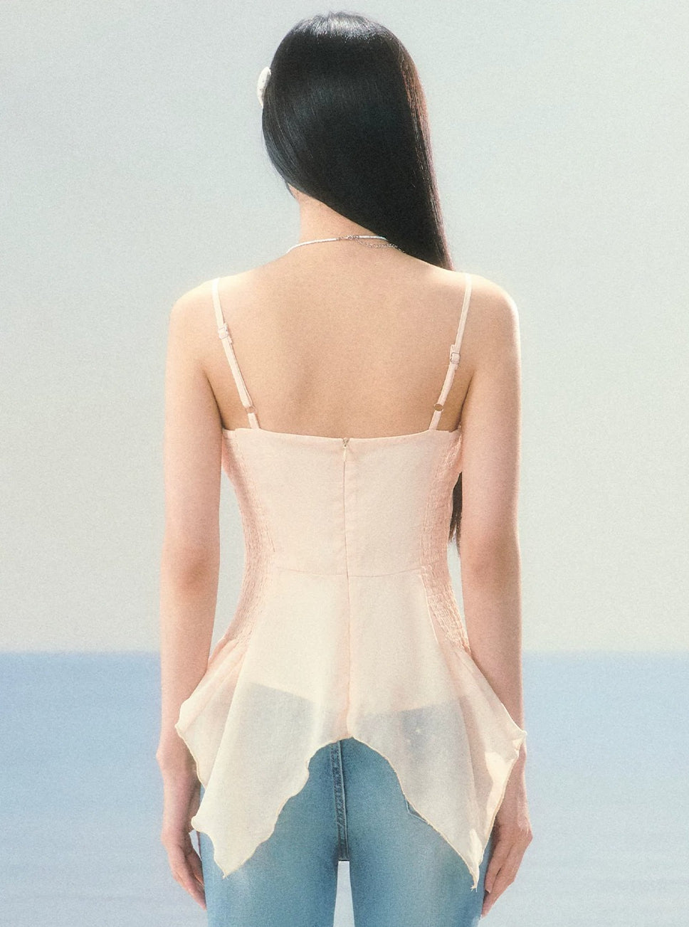 Asymmetrical Chiffon Corset Top