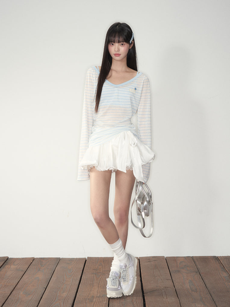 Blue & Pink Striped Cover-Up & Cami Set