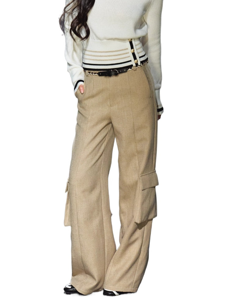 Belted Utility Wide-Leg Trousers