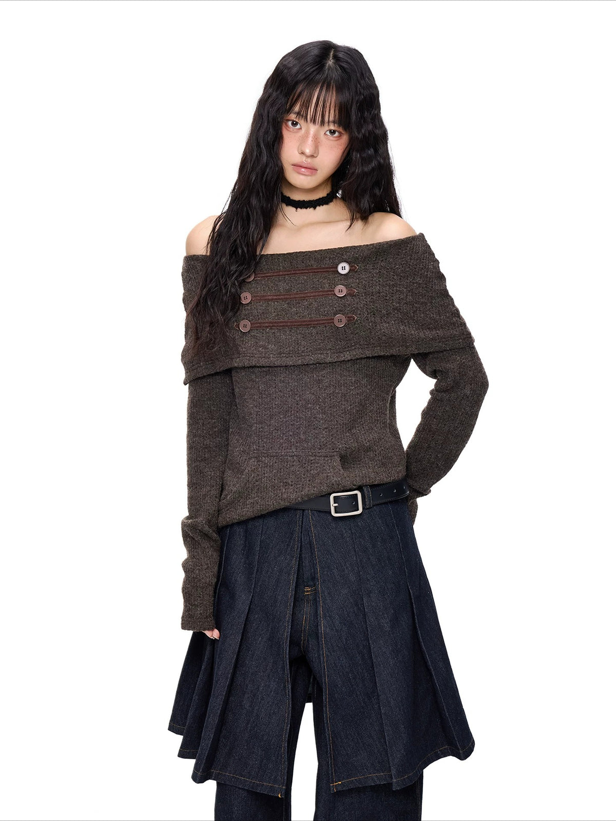 Off-Shoulder Knit Sweater