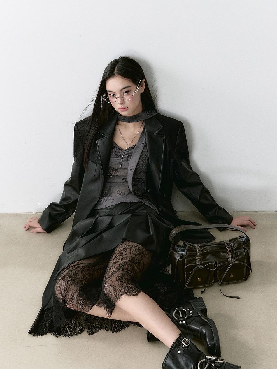 Structured Laced Leather Blazer