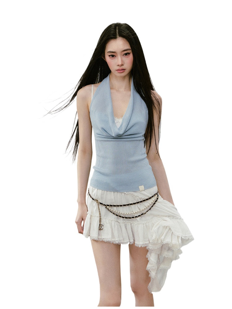 Heavy-duty Knitted Draped Neck Tank Top Set