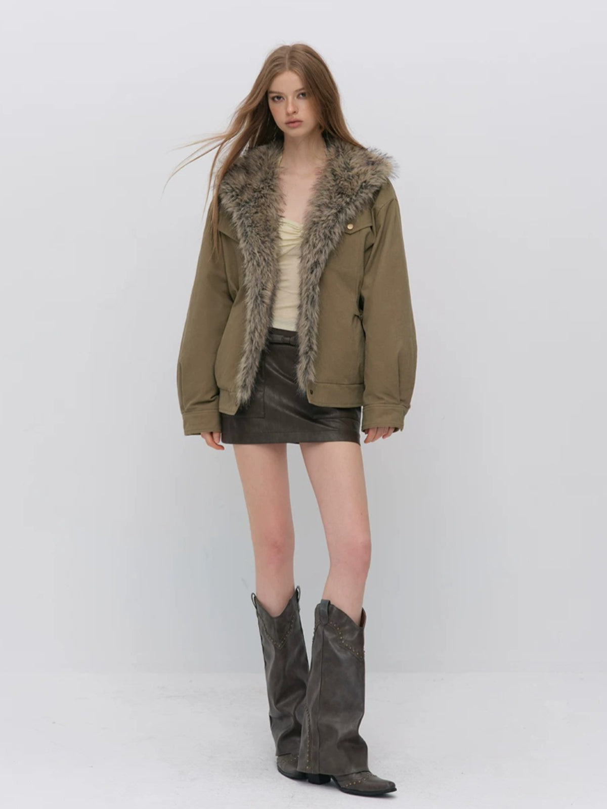 Faux Fur Trimmed Down Jacket