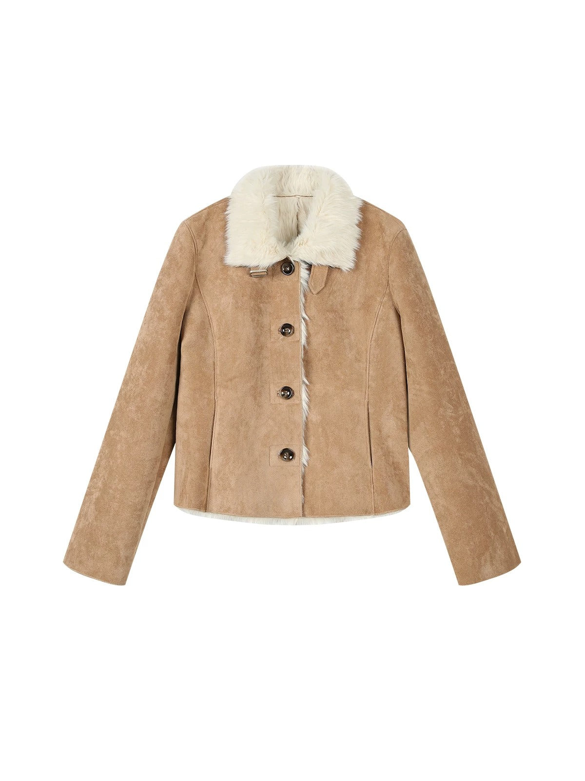 Khaki Shearling Fur Coat
