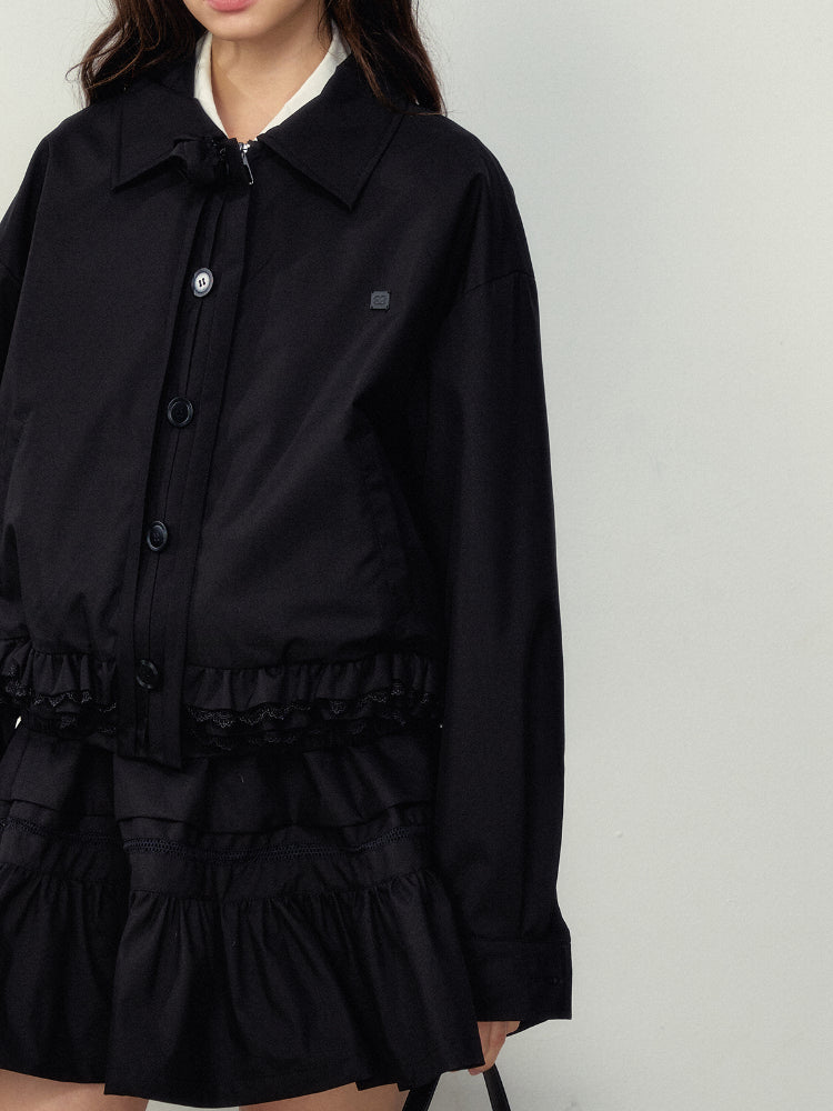 Lace-Trimmed Jacket & Skirt Set