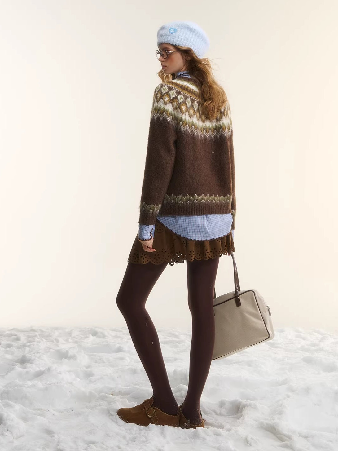 Fair Isle Jacquard Crewneck Knit Sweater