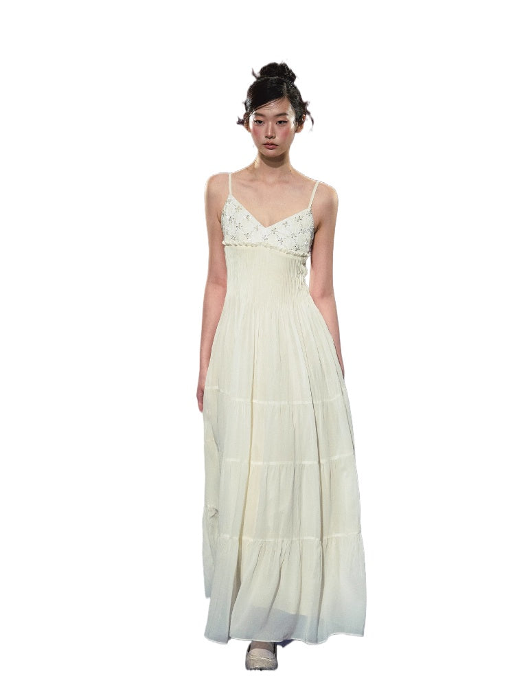 Embroidered V-Neck Slip Dress