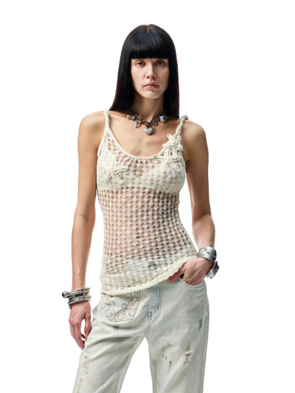 Hand-Crocheted Starfish Strappy Knotted Vest