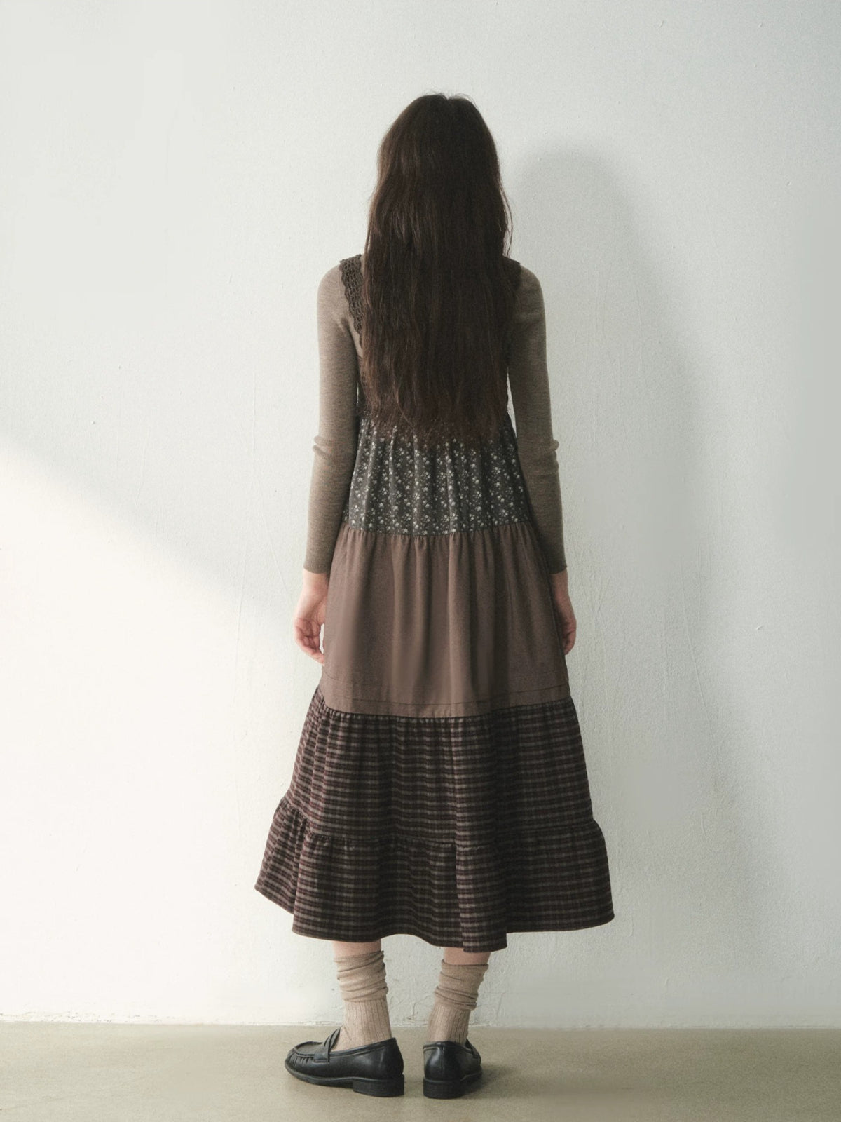 Forest Patchwork Tiered Cotton Dress