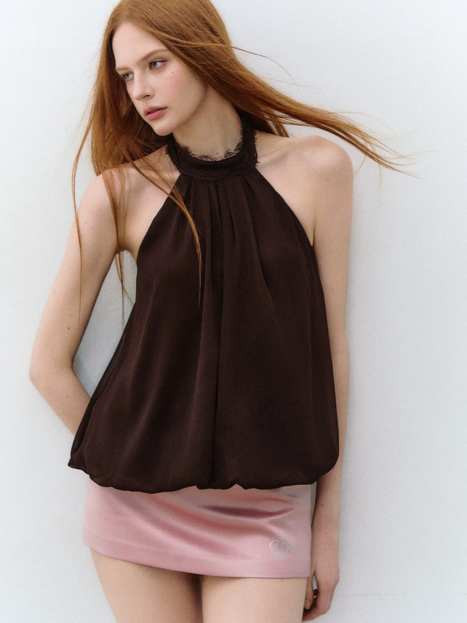 Pleated Halter Chiffon Top