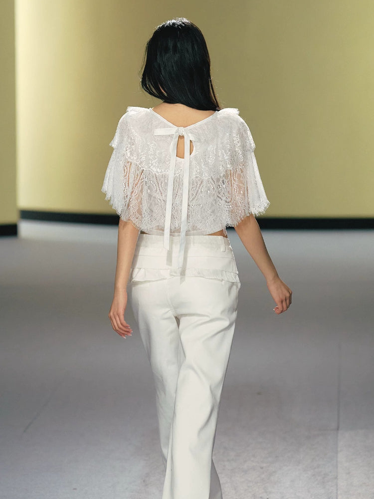 V-Neck Lace Cape Top