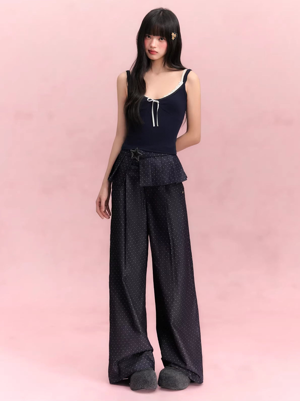Detachable Panel Wide Pants