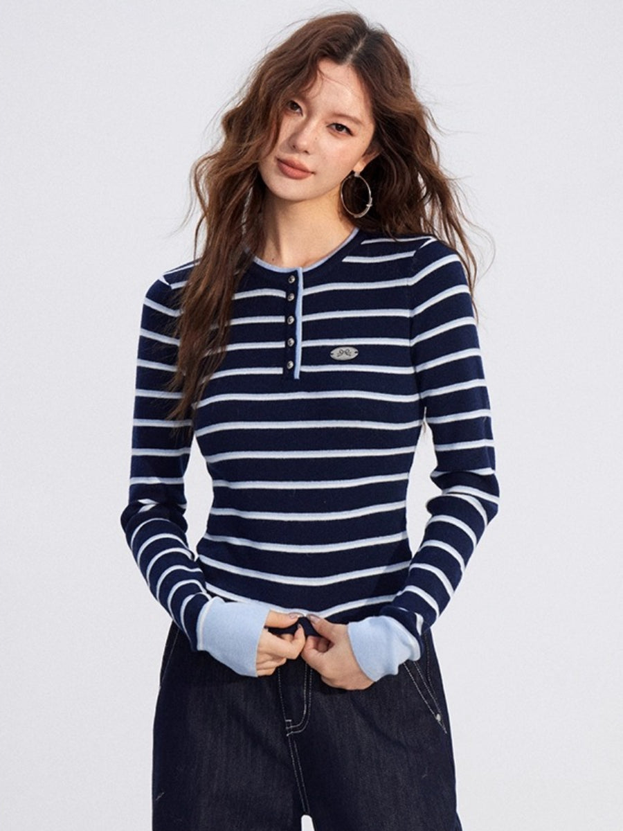 Striped Wool Knit Top