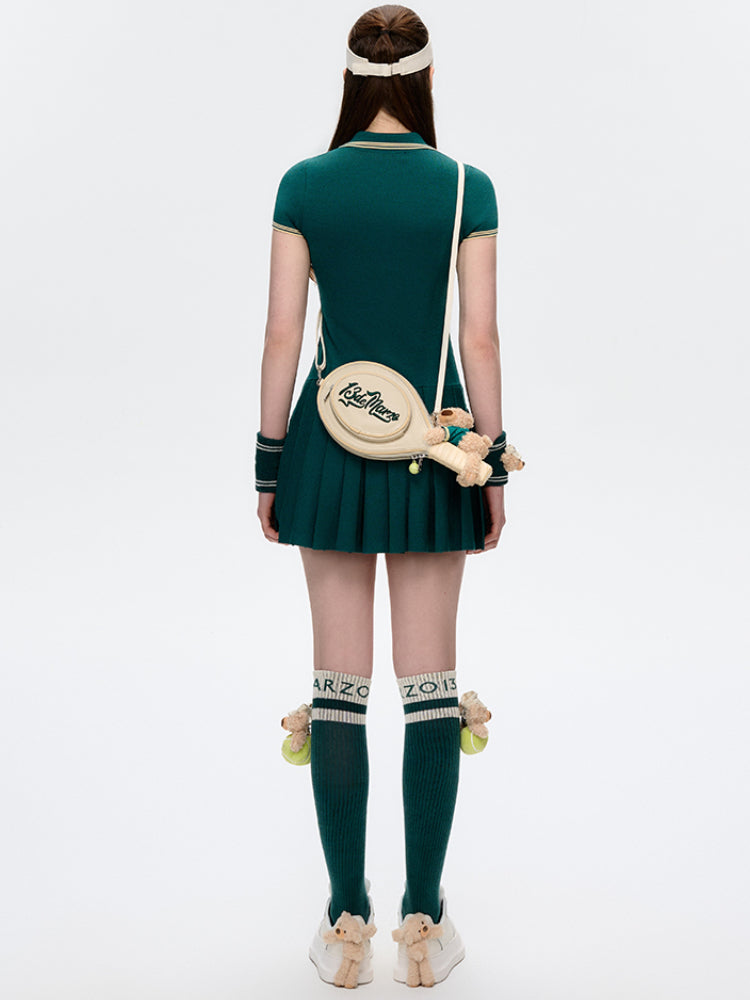 Tennis Polo-Neck Slim Fit Pleated Dress