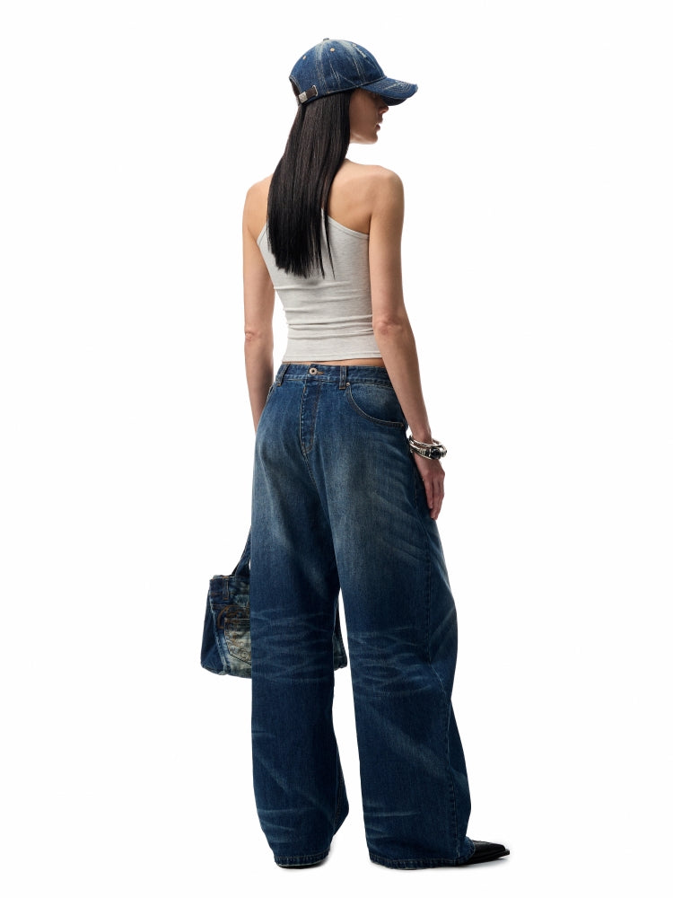 Vintage Wash Detachable Knife Denim Skirt Pants