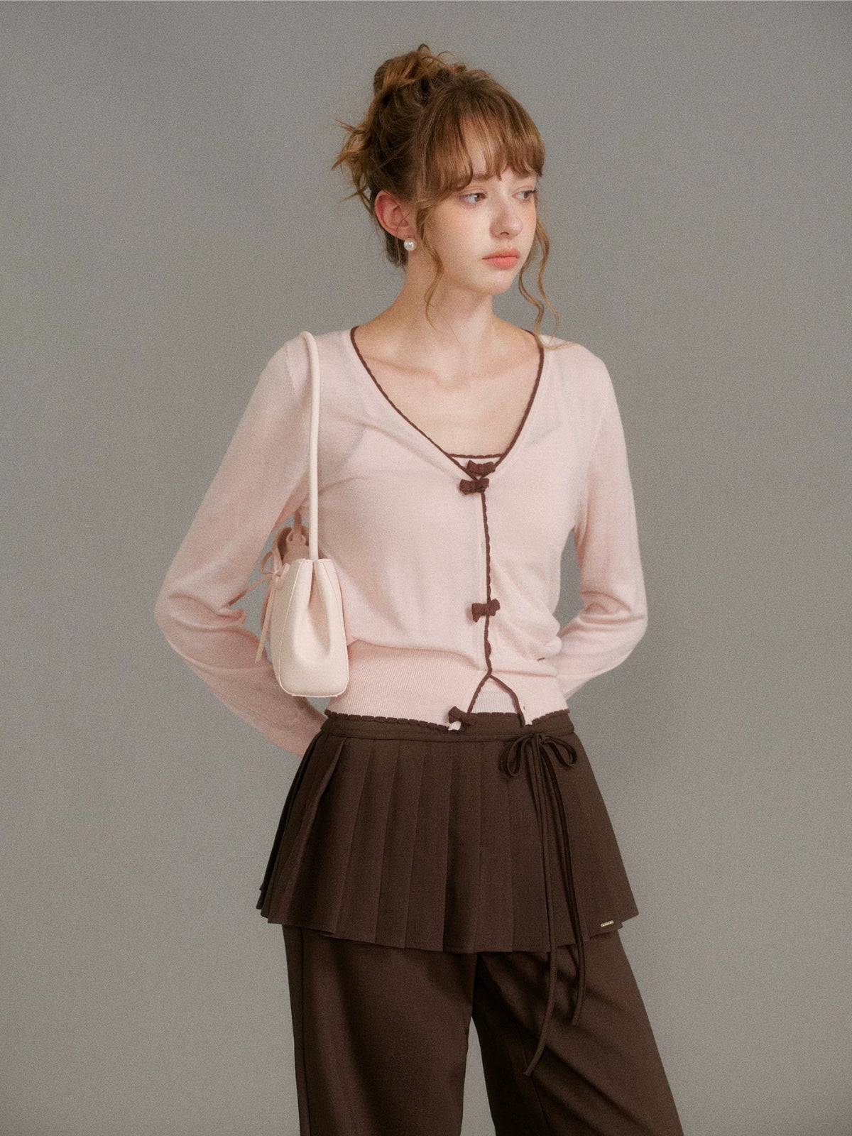 Bow Trim Knit Set
