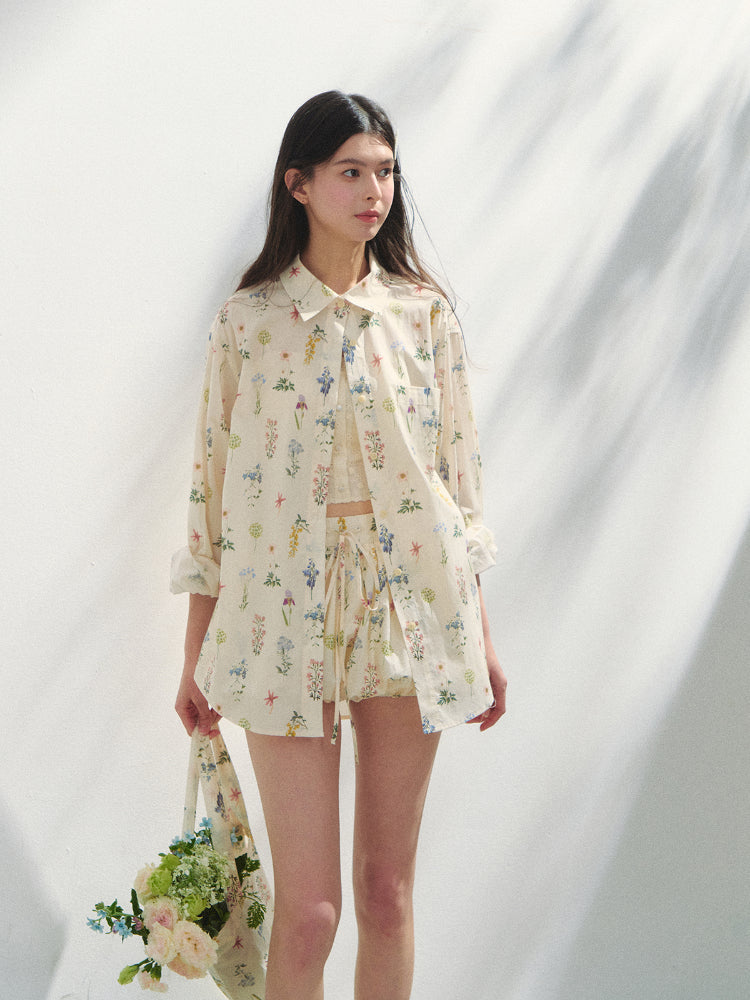 Floral Print Vacation Vibe Shirt & Skirt Set