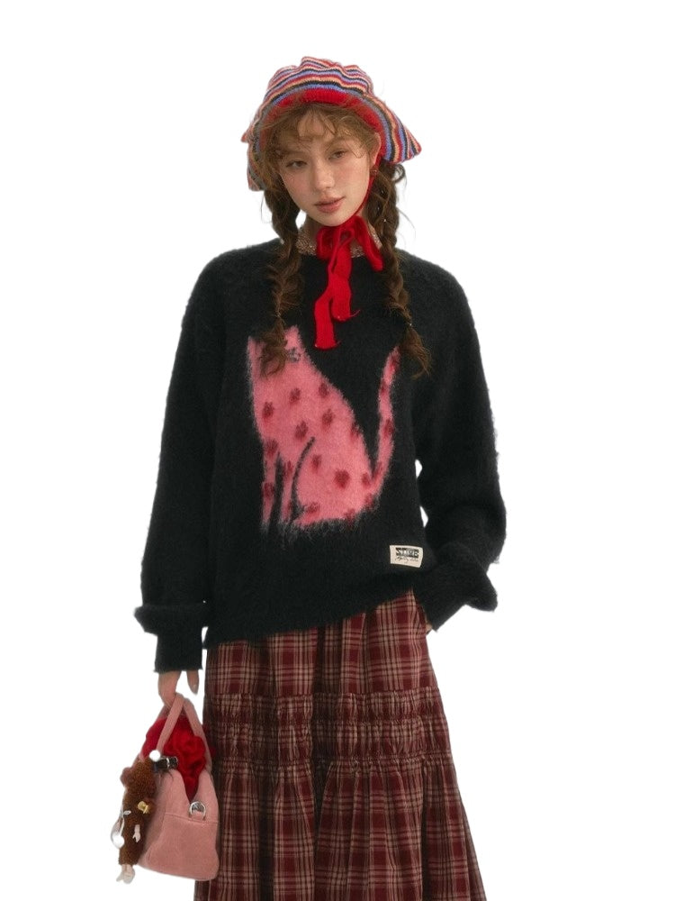 Lucky Cat Fuzzy Sweater