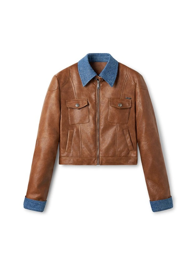 "Rose Series" Faux Shearling PU Leather Jacket