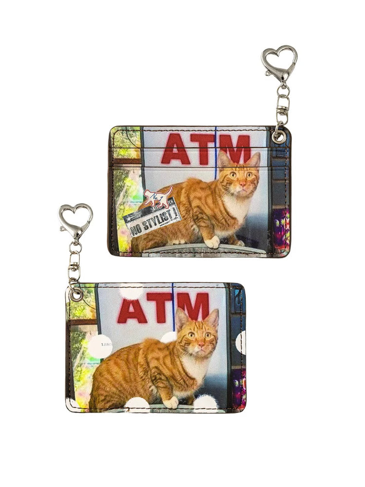Polka Dot Cats & Dogs Charm Dual-Slot Card Holder