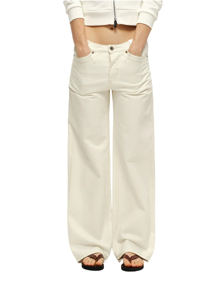 White Mid-Rise Straight Jeans
