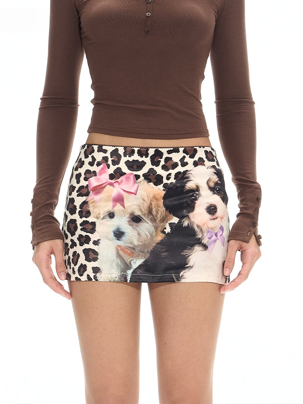 Leopard Print Low-Waist Mini Skirt